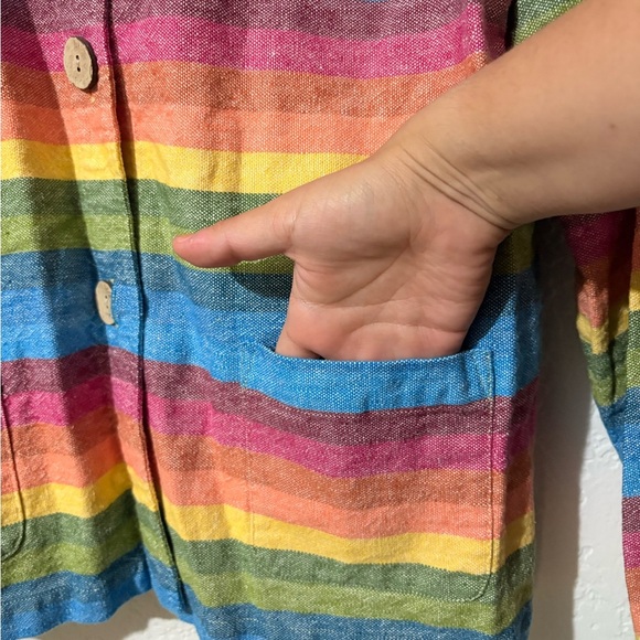 Coldwater Creek Rainbow Striped Linen Blend Shirt Jacket Small - Picture 4 of 6